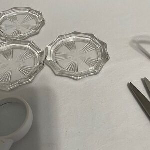 Vintage Glass Coasters with Silver Plated Caddy - Leonard Silver Plated